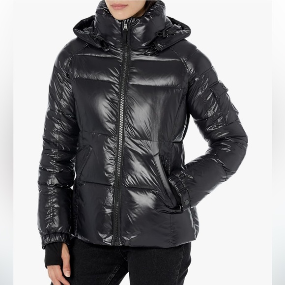 S13 Jackets & Blazers - S13 Kylie Hooded Water-Resistant Puffer Coat Black Down
